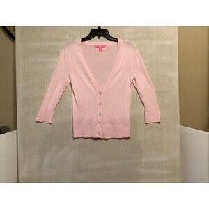 lily pulitzer cardigan XS pink v neck button 3/4 sleeve classic